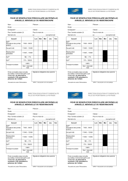 FICHE DE RESERVATION PERISCOLAIRE (MATERNELLE