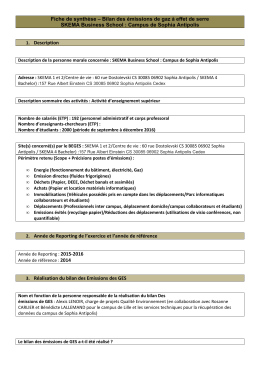Fiche de synth&egrave;se &ndash; Bilan des &eacute;missions de gaz &agrave; effet de serre