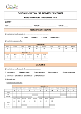 FICHE D`INSCRIPTION PAR ACTIVITE PERISCOLAIRE Ecole
