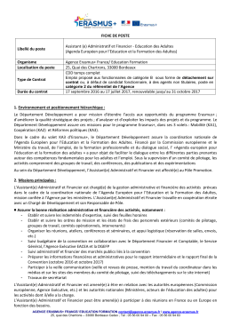 FICHE DE POSTE Libell&eacute; du poste Assistant (e) Administratif et