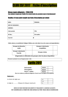 Fiche d`inscription - Club ESF Chamrousse