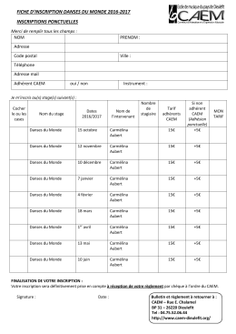 Fiche d`inscription danses du monde - ponctuelles