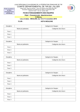 Fiche d`engagement des &eacute;quipes - Comit&eacute; D&eacute;partemental de Tir de l
