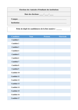 Fiche de d&eacute;p&ocirc;t de candidature