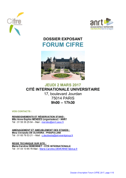 Forum CIFRE &ndash; 2 mars 2017