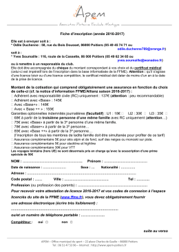fiche d`inscription 2016-2017