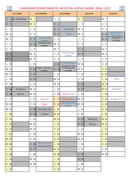 CALENDRIER Saison 2016 - 2017