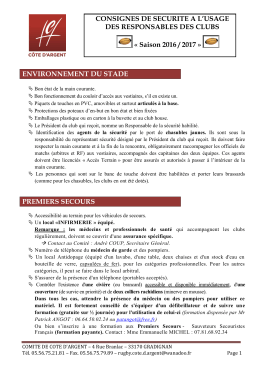 consignes s&eacute;curit&eacute; 2016 - Comit&eacute; Territorial de Rugby de C&ocirc;te D