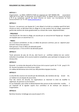 REGLEMENT DU TRAIL CHRISTO D`AIR ARTICLE