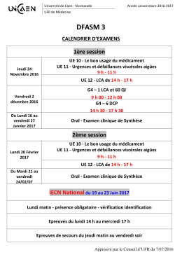 2016-17 - Calendrier d`examens DFAMS 3 - 1ère