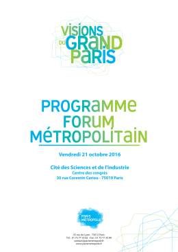 Programme Forum Métropolitain