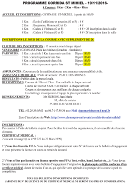 programme corrida st mihiel - 19/11/2016