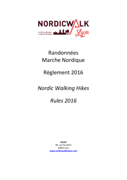 Randonn&eacute;es Marche Nordique R&egrave;glement 2016 Nordic Walking