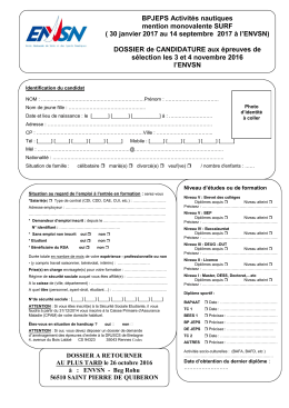 Dossier d`inscription
