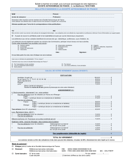 Bulletin d`adhésion - Société Astronomique de France