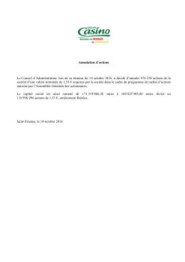 Annulation d`actions Le Conseil d`Administration