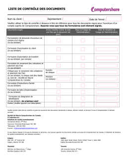 liste de contrôle des documents