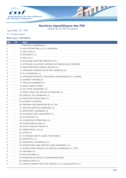 Num&eacute;ros signal&eacute;tiques des PSF