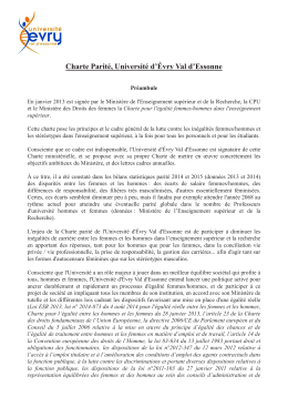 Consulter la Charte de la Parit&eacute; de l`Universit&eacute; d`Evry