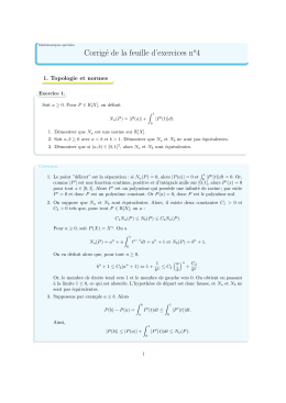 Corrig&eacute; de la feuille d`exercices n