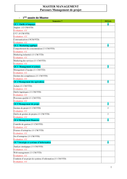 MASTER MANAGEMENT Parcours Management de projet