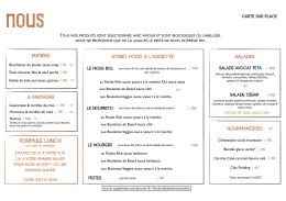 Menu sur place
