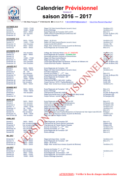 CALENDRIER LIGUE 16-17