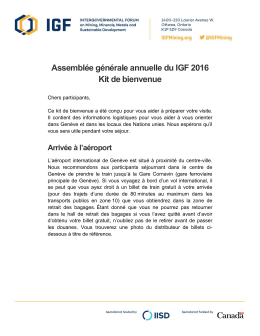 Assembl&eacute;e g&eacute;n&eacute;rale annuelle du IGF 2016 Kit de bienvenue