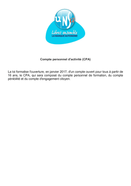 Compte personnel d`activit&eacute; (CPA)