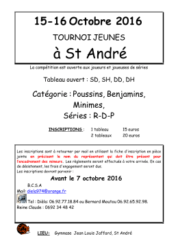 La plaquette du tournoi