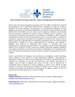 Flux et frontières de l`action collective : enjeux