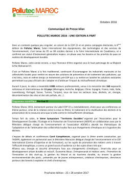 Communiqué de Presse BILAN Pollutec Maroc 2016