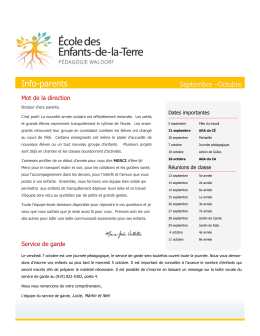 Info-parents septembre/octobre 2016