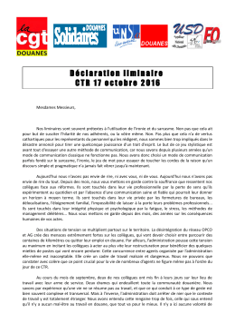 déclaration liminaire intersyndicale