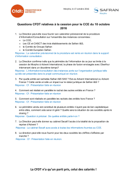 Réponses aux questions CFDT relatives à la