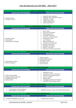 Liste des Boursiers du CEA-SMA _ 2016-2017