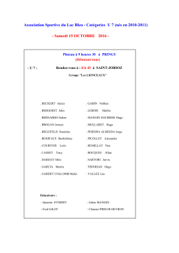 Association Sportive du Lac Bleu - Cat&eacute;gories U 7 (n&eacute;s en 2010