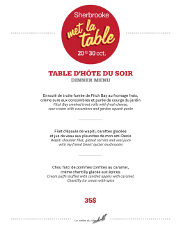 Menu soir - Sherbrooke met la table