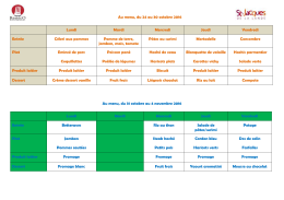 Menus de la cantine