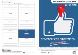 Programme vacances d`automne pour les 10/17 ans