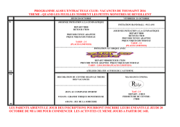 programme alsh l`entracte/le club : vacances de toussaint 2016