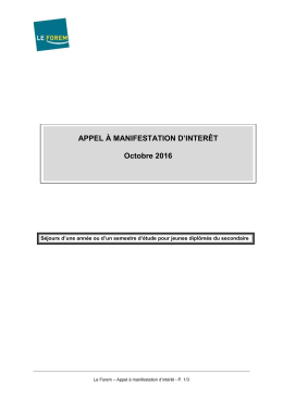 Appel &agrave; manifestation d`int&eacute;r&ecirc;t