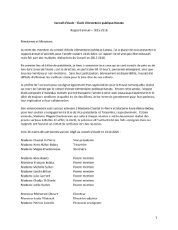 Rapport annuel 2015-2016 - &Eacute;cole &eacute;l&eacute;mentaire publique Kanata