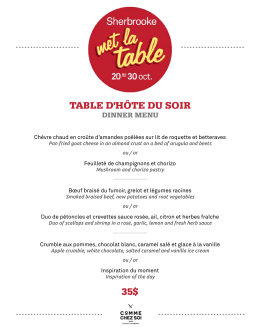 Menu soir - Sherbrooke met la table