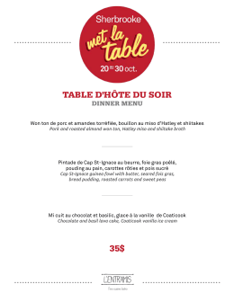 35$ table d`hôte du soir - Sherbrooke met la table