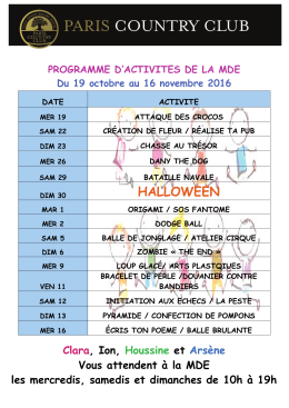 Planning MDE 19/10-16/11