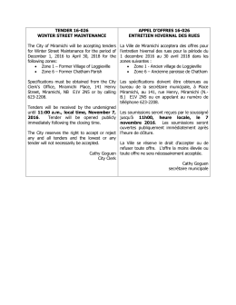 TENDER 16-026 WINTER STREET MAINTENANCE The City of