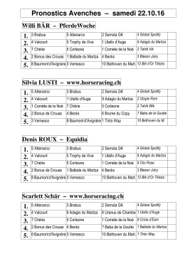 Pronostics Avenches – samedi 22.10.16