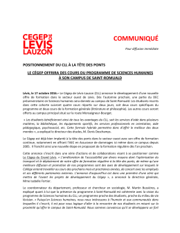 Des cours de Sciences humaines offert &agrave; son campus de Saint