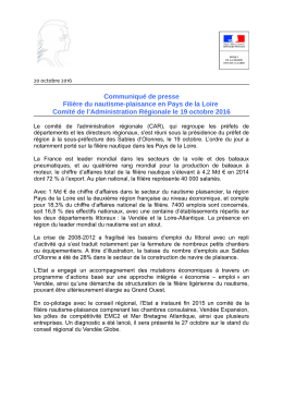 Filière du nautisme-plaisance en Pays de la Loire Comité de l